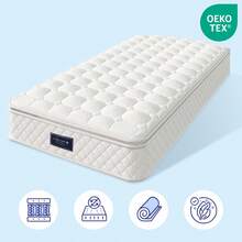 Memory Foam Mattress, Zoned Cooling Foam Mattress, Pocket Spring Mattress, 90x200cm, Oeko-Tex Certified, Quilted Microfiber Cover, Night Test, Firmness Level H3, 25cm Height - 白色+聚酯纖維+90*200cm - 查看 11
