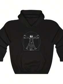 Vitruvian Man. Leonardo Drawing. Leonardo Da Vinci. Hoodie. Hooded Sweatshirt - Style 5 - View 1