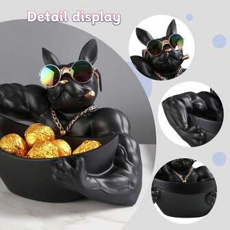 1pc French Bulldog Holding Ingot Figurine, Suitable For Storing Keys, Wallets, Jewelry, Phones And Other Small Items, Can Also Hold Candies And Small Trinkets, Great Housewarming Gift