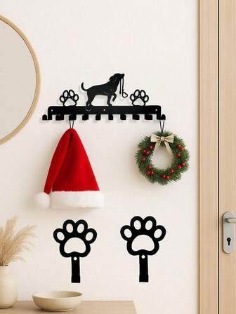 1pc Farmhouse Wall-Mounted Leash Holder & Entryway Organizer With Hooks | Rustic Wooden Wall Organizer For Dog Leashes, Coats, Hats, Keys | Space-Saving Wall Decor For Farmhouse, Boho, Cottagecore Home | Aesthetic Home Decor For Halloween & Christmas