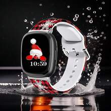 Compatible con la correa del reloj Fitbit Versa 3, Versa 4, Sense, Sense 2, Correa de repuesto de silicona con patrón navideño {color_name:Cuadros Rojos,size_name:Para Versa4/Versa3/Sense2/Sense - Cuadros rojos - Ver 3
