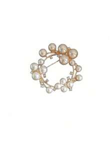 Fashion Clothing Accessories Sunflower Pearl Brooch Pin High-End Wedding Clothing Collar Pin - 金色0123 - 查看 1