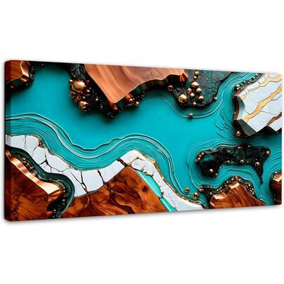La revolución del lienzo |       Impresión de Pintura Decorativa en Lienzo |       abstracto |       Fusión artística |       Decoración de interiores |       Adecuado para Sala de Estar, Comedor, Dormitorio, Oficina Cuadro (140 x 70 cm, Panorámico)