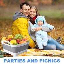 TFKI Collapsible Wash Basin With Drain Plug 2.4 Gallon 9L Collapsible Dish Basin Portable Bottle Washing Basin For Baby Bottles Vegetable Washing RV Camping - 灰色的 - 查看 7