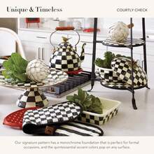 8Inch Enamel Baking Pan Metal Oven Pan For Baking BlackandWhite Courtly Check Design Perfect For Home Kitchen Use Durable NonStick Surface Ideal For Cakes Cookies And Roasting Vegetables - CourtlyCheck - 查看 3