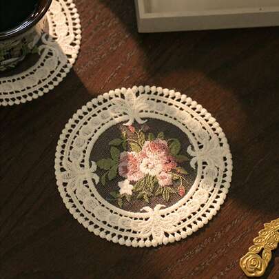 1 قطعة من الدانتيل على الطراز الفرنسي القديم، مفرش طاولة دانتيل أنيق، سجادة طاولة مطرزة يدويًا، مناسبة لديكور طاولة الطعام المنزلية، ديكور الحفلات، ديكور المنزل، ديكور الغرفة، ديكور الحائط، خلفية التصوير الفوتوغرافي، إكسسوارات التصوير