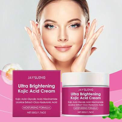 JAYSUING Kojic Acid Brightening Face Cream Improve Dullness Moisturizing Even Skin Tone Soothing Nourishing Smooth Skin Facial Care Cream