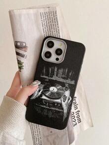 ROMWE Grunge Punk Funda para teléfono con gráfico de disco de música compatible con iPhone - Multicolor - Ver 2