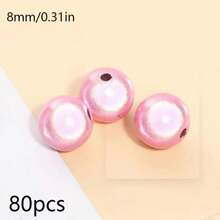 80pcs 8mm Cool Laser Reflective Acrylic Beads Set, Y2K Iridescent Loose Beads For DIY Jewelry Making, Handmade Bracelet, Necklace, Phone Chain, Bag Accessories, Beading Supplies - Multicolor - View 10