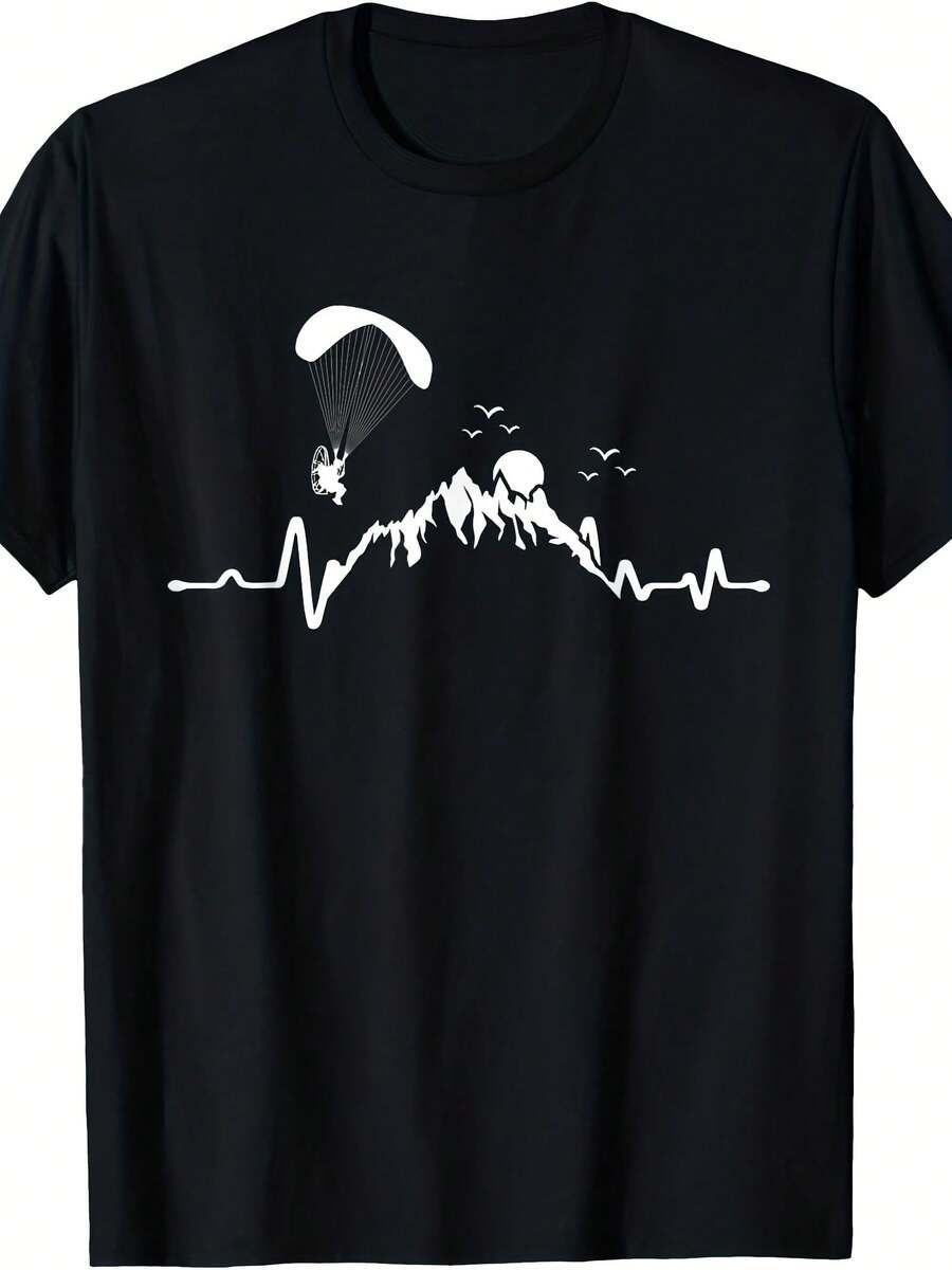 Motor Paraglider Heartbeat Powered Paragliding T-Shirt - Style 9 - View 1