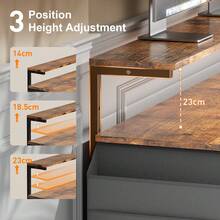 Office Computer Desk With LED Light, 120*48cm Office Table With Monitor Stand For Home/Office Use, Corner Desk With Large Storage Bag And Height Adjustable Storage Shelf, Remote Worker - Brown - View 6