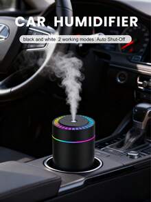 1 180ml Car Humidifier,Mini Moisturizer For Car With Romantic Colorful Night Light.Features Large Mist Output,Quiet Operation,Auto-Timer,2 Working Mode.Compatible With Essential Oils (6 Scents Available)Applicable Car,Office,Bedroom,Living Room,Study - Black and White - View 4