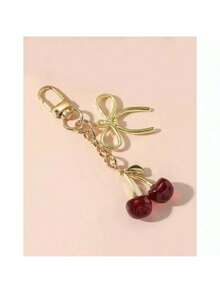Cherry Keychain Cross-Border Hot-Selling Fruit Pendant Alloy Bag Pendant Cherry Keychain Women's Bag Pendant - 紅色細閃 - 查看 12