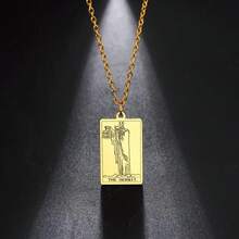 TEAMER Stainless Steel Tarot Cards Necklace Vintage Tarot Jewelry Good Luck Amulet Pendants For Women{Inchcolor_nameinch:InchGold-THEHERMITinch} - 黃金-THEHERMIT - 查看 7