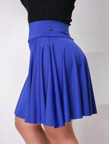 WOLFOX Short, Elegant Fitness Skirt In Spandex Fabric With A High Waist And Stylish Design. - 藍色 - 查看 2