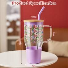 40oz Christmas Glass Tumbler With Lid And Straw Cute Santa Gingerbread Bell Snowman Reindeer Christmas Trees Printing Mug Bottle Cup Mother's Day - Violet - View 7
