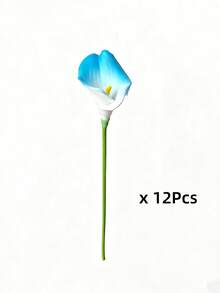 MEHELANY 12/6/1pc 淺藍色人造馬蹄蘭，35cm，PU材質，仿真花，馬蹄蘭人造花束，適用於居家婚禮裝飾、室內外裝飾、花園裝飾、派對裝飾、波希米亞風格裝飾、節日派對裝飾、母親節生日慶祝、日常禮物及其他場合 - 漸變藍 - 查看 8