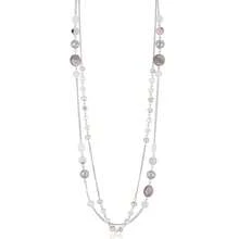 Noessla Layered Long Necklaces For Women Crystal Beaded Statement Necklace Sweater Silver Chain With Gifts Box Jewelry{Inchcolor_nameinch:InchWhiteinch} - White - 查看 1