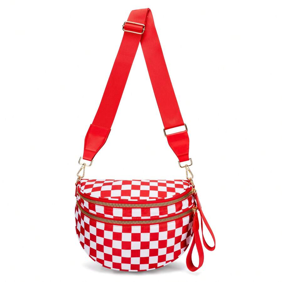 Women Crossbody - Red and White Plaid - View 1