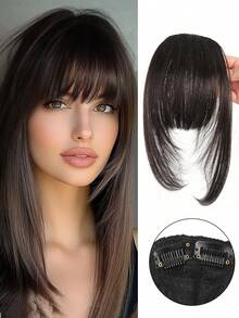 合成刘海自然额头假发棕黑色刘海夹式假发女连体真人卡通刘海隐形假发 - 彩色 - 查看 12