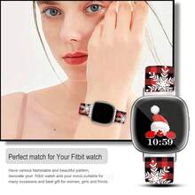 Compatible con la correa del reloj Fitbit Versa 3, Versa 4, Sense, Sense 2, Correa de repuesto de silicona con patrón navideño {color_name:Cuadros Rojos,size_name:Para Versa4/Versa3/Sense2/Sense - Cuadros rojos - Ver 6