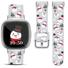 Compatible con la correa del reloj Fitbit Versa 3, Versa 4, Sense, Sense 2, correa de repuesto de silicona con patrón navideño {color_name:Muñeco de nieve Gris, size_name:Para Versa4/Versa3/Sense2/Sense - Muñeco de nieve gris - Ver 1