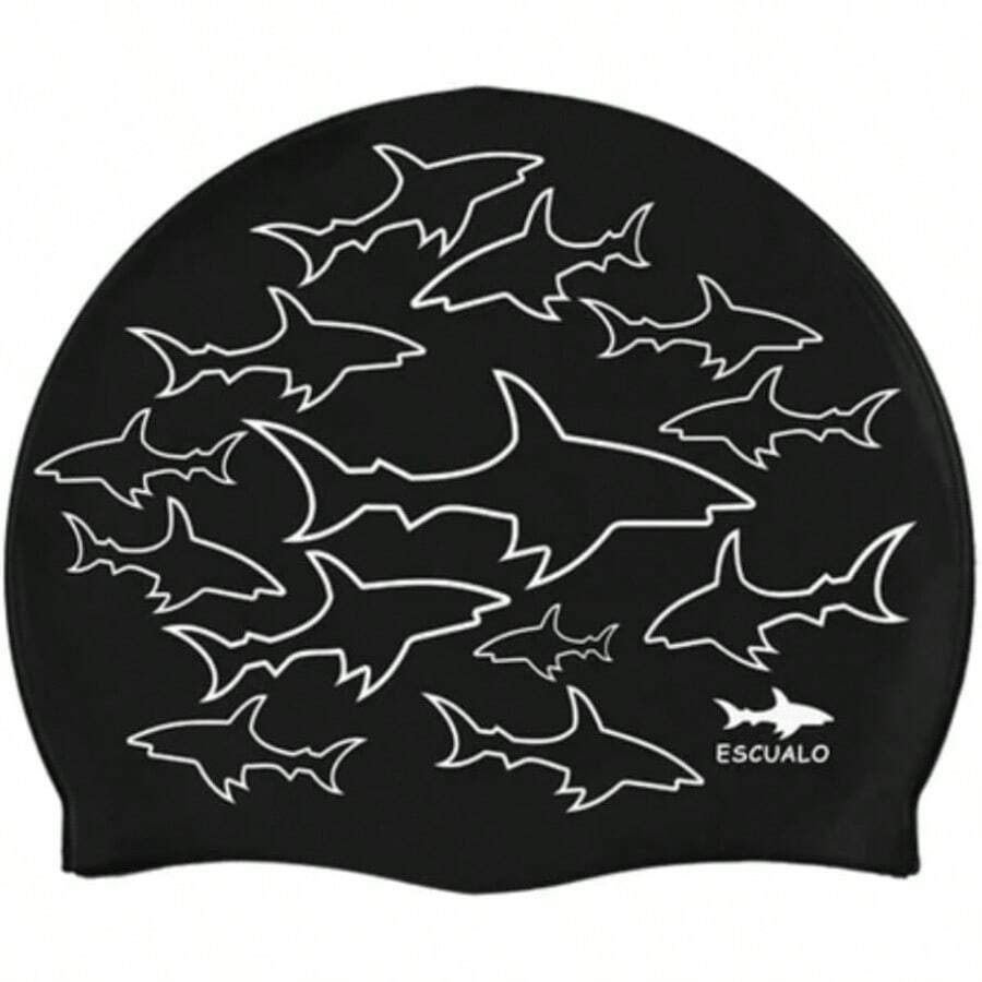 escualo Gorra para Natacion Unisex Adulto Modelo Shark (Silicon) Impermeable, Unitalla, Color Negro - 1 - Ver 1