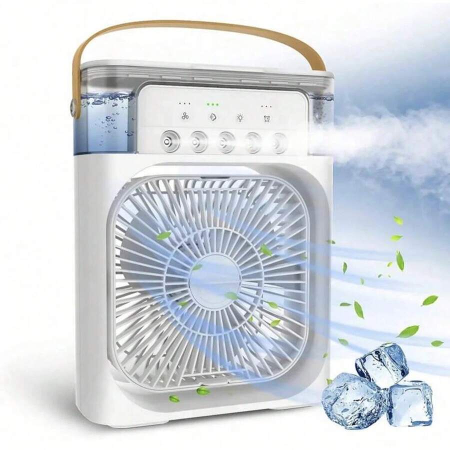 Ventilador de escritorio 3 en 1, enfriador y humidificador con luz LED USB 3 en 1 - Blanco - Ver 1