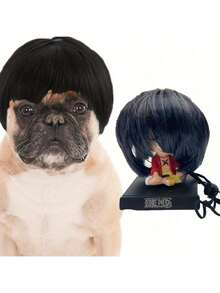 优雅短款假发，带毛 - 多功能宠物假发，适合猫狗，非常适合万圣节、圣诞节和感恩节派对 | 高温纤维，节日派对用品，宠物服装配饰 | 节日宠物假发 | 卷发质感假发，宠物服装假发 - 彩色 - 查看 9