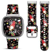 Compatible con la correa del reloj Fitbit Versa 3, Versa 4, Sense, Sense 2, correa de repuesto de silicona con patrón navideño {color_name: Negro, size_name: 4.9 a 7.9 pulgadas - BlackGno 1me - Ver 1