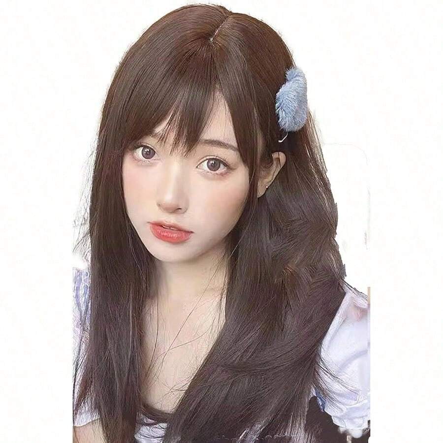 コスプレ ウィッグ ロング ストレート ウイッグ セミロング 黒髪 女装 フルウィッグ ロリータ コスプレ かつら wig 小顔 自然 耐熱 ネット付 (クールブラウン) - クールブラウン - チェックする 1