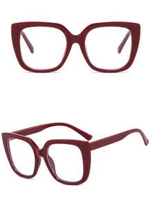 1 Pair Women's Burgundy Square PC Frame Vintage Plain No-Degree Glasses, Suitable For Daily Wear, Transparent Eyewear Accessory, Women Student Glasses Accessory - Multicolor - View 6