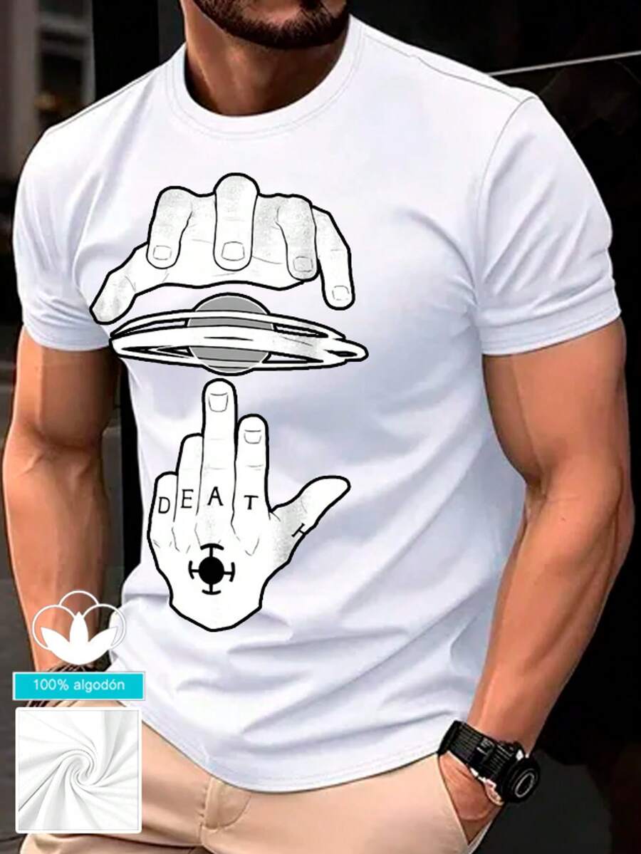 Camiseta 100% algodón para hombre con un elegante estampado de alta gama. Camiseta informal y cómoda de manga corta con cuello redondo. Perfecta para primavera y verano, ideal para cualquier ocasión. Color liso, informal y para uso diario. Camiseta ligera y transpirable de manga corta para verano (Tallas S, M, L, XL, XXL y XXXL).
