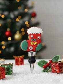 1PC Decorative Christmas Santa Wine Stopper. PVC Bottle Cork & Sealer For Wine, Champagne & Liquor. Festive Holiday Bar Accessory & Party Favor. Reusable & Charming Design For Fresh Drinks. - Shoe Type - View 5