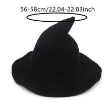 Wizard Hat Halloween Witch Knitted Hat Pointed Foldable Magic Hat For Women, Women's Halloween Costume Multi-Color Options Halloween Women's Accessories, Women's Halloween Costume - 淺灰 - 查看 5