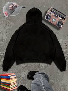 Hoodie Spider Sweater Printed Hoodie Men,Printed On The Back Of The Large Board,Single-Layer Fleece, Casual And Comfortable Velvet Street Wind Long-Sleeved Hooded Sweater, Autumn And Winter Sports Top Hoodies. - 黑色 - 查看 2