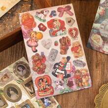 1 Book Of 30pcs Vintage Amusement Park Series Sticker Set, Office Supplies, School Student Stationery, Retro Style Versatile Patterns For Scrapbooking, DIY Decoration, Back To School Stickers Scrapbook Supplies Funny Stickers Kindle - Multicolor - View 3