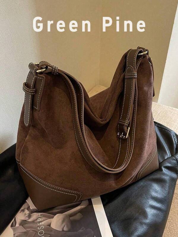 [Vintage Commute Series]Distressed Hardware Tote Bag For Casual Chic - Multi-Compartment Water-Resistant, Caramel Brown Classic Simple Style, Suitable For Commute, School, Exploring Shops, All Season, New Fashionable Big Bags For Women