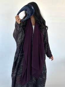 1pc Fashionable Minimalist Floral Retro Print Layered Open Sleeve Middle Eastern Women Long Dress, Elegant Robe/Abaya Suitable For Daily Wear And Festivals Spring Black - Black - View 4