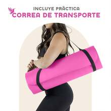 MUUK FITNESS Tapete de Yoga Foamy Antideslizante 150 x 59 cm | Esterilla Ligera de 8 mm con Correa de Transporte, Resistente y Cómoda | Ideal para Ejercicio en Casa, Gimnasio, Parque, Viajes, Meditación y Estiramientos - Rosa - Ver 6