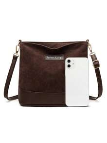 Women's Fashionable Retro Ancorar Red Shoulder Bag, Soft Suede-Like Texture, Lightweight Shoulder Bag For Cosmetics And Lipstick Storage - Coffee - View 3