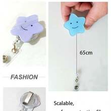 1pc Nurse Badge Clip, Cute Star Transparent Retractable Clip, Easy Clip-On Employee ID Badge Holder - Multicolor - View 4