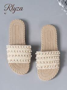 Giày sandal nữ cổ điển đính ngọc trai, thời trang, hoàn hảo cho các hoạt động ngoài trời và những dịp thường ngày như Lễ Tình nhân, trang phục mùa xuân hè. - Màu be - Xem 5