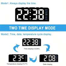 1pc LED Modern Multi-Function Digital Alarm Clock Ambiance Light With Adjustable Brightness, Date Display And USB Power Supply, Dual Alarm Clock Display - Stylish Rectangular Design For Bedroom And Living Room Decor, Bedroom Alarm Clock ( No Battery, Battery Only Memory Function ) Gifts Birthday Graduation Digital Clock Bedroom Decor Dormitory Decor Back To School School Decor School Surprise Home Decor School Supplies