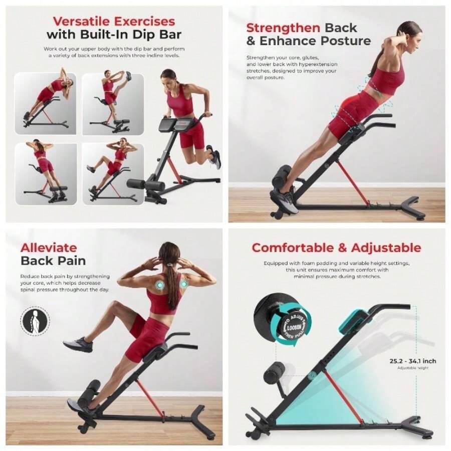 Foldable Hyperextension Roman Chair Back Extension, Home Gym Sit Glute Ab Workouts, Optional Adjustment Incline Multi - Function Heavy - Duty Exercise Equipment - Multi Function Roman Chair - View 1