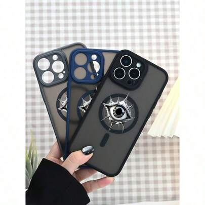 1PC feine Lochhaut magnetische Anziehungsmobililtelefon-Schutzcase mit Cartoon-Augenmuster, kompatibel mit iPhone 17 Pro, 16 Pro Max, caes, 16, 15, 14, 13, 12 Serie, umfassende Schutzleistung, schockfestes Mobililtelefon-Schutzcase, gegen Kratzer geschützt, leicht und dünn, vollständig umhüllendes Design, geeignet für Männer und Frauen.