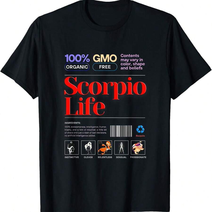 Zodiac Sign Scorpio T-Shirt - Black - View 1