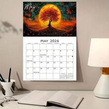 2026 Tree Of Life Wall Calendar - Elegant Gothic-Style Tree Of Life Design With Golden & Brown Tones, Undated Monthly Planner With English Text, Dry-Eraseable Large Calendar For Home Decor, Birthday & Christmas Gift, Family Planning - Calendar - View 5