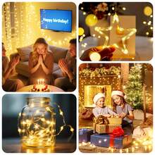 LED Fairy Lights Battery Operated, Rechargeable Fairy Lights, Mini LED String Lights For Bedroom, Christmas Decorations, Wedding, Centerpiece Table Decor - Warm White - View 4