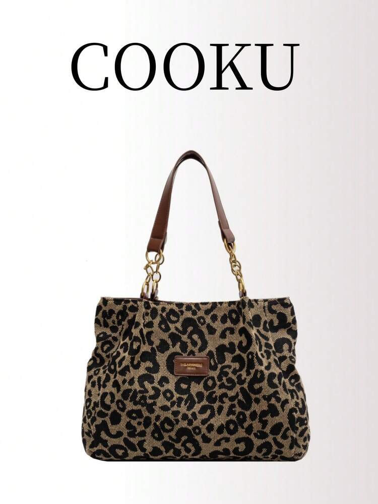 Leopard Pattern Shoulder Tote Bag School Bag,Back To School Backpack,Portable,Lightweight,Business Casual, Suitable For Teen Girls Women College Students,Rookies & White-Collar Workers, Perfect For Back To School,College,Middle School, High School,Work , Business, Commute, Leopard Print Bag, Fall Winter Fashionable Cheetah Print Purse For Women, New Fall Winter Tiger Print Bag For Women , Leopard Cheetah Print